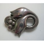 Georg Jensen of Copenhagen silver "Tulip brooch" 100A, circa 1950