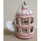 Ceramic hanging light in the form of a bird cage, 38 cm in length