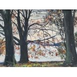 William Hartley WADDINGTON (1883-1961) oil on board, "The lake through the trees", signed, lower