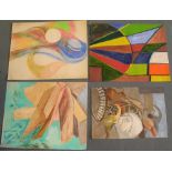 4, Eddie Bianchi (Newcastle-Upon-Tyne active 1975-1995) all abstract oils on paper, all unframed,