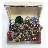 Collection of costume jewellery in vintage case