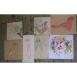 7 Peter Collins (1923-2001) female figures, watercolour sketches, Approx average size is 26 x 20 cm