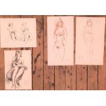 4, Peter COLLINS (1923-2001) coloured chalks female nudes/figure studies, Approx average size is