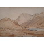 Mary MCNICOLL WROE (1861-?) watercolour "Travellers in Ennerdale", wash mount and gilt frame, The
