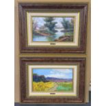 Pair of quality impressionist decretive oils on canvas in matching frames, both indistinctly signed,