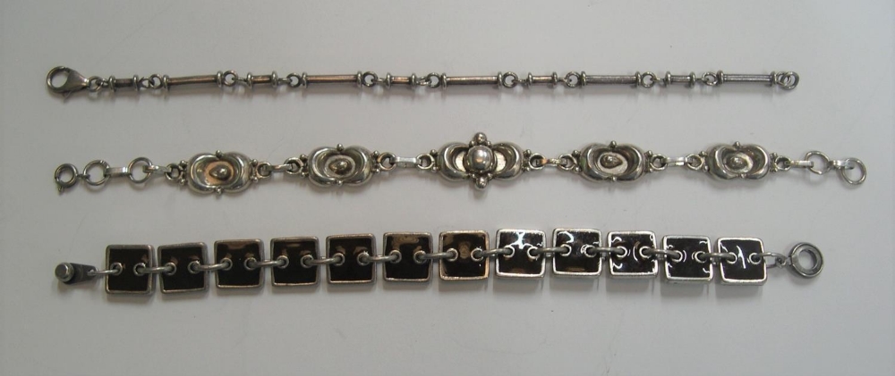 3 ladies bracelets including 2 superb silver examples & a rare Scooter of Paris enamelled