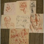 7 Peter Collins (1923-2001) female figures, chalks studies including a self portrait Approx