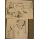 2 good quality, Peter Collins (1923-2001) chalks, female nudes resting & posing, Approx average size