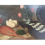 Pleasing still-life print on canvas in the 18thC style, nicely framed, 21 x 28 cm