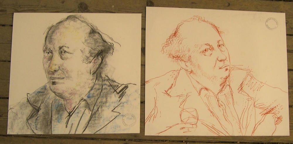 2 Peter Collins (1923-2001) differing medium portraits of the same gentleman, Approx average size is
