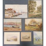 6 good quality, unframed old watercolours to include examples by Walter Stuart & a Pearson print (7)