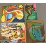 4, Eddie Bianchi (Newcastle-Upon-Tyne active 1975-1995) all abstract oils on paper, all unframed,