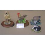 Collection of Country Artists style collectables including Tawny owl, Cockerel etc, All appear in