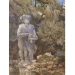 Indistinctly signed, Edwardian school watercolour, Statue in an English country garden, Modern