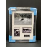 Tom Finney - Signed Framed B&W photo and 2 unsigned photos with COA Black Frame with white mount.