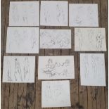 10 Peter COLLINS (1923-2001) pencil female nudes/figure studies, Approx average size is 33 x 43 cm