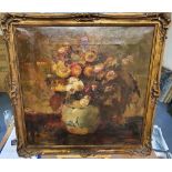 JORIS 1943 French oil on canvas, "Vase of flowers", original ornate frame, signed and dated, 54