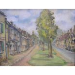 Kathleen E. LAURIE 1950s watercolour "High street, Burford, Oxfordshire", signed, inscribed verso,
