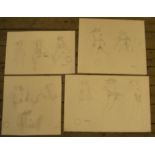 4 Peter COLLINS (1923-2001) pencil, female nude studies, Approx average size is 35 x 42 cm