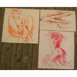 3 Peter Collins (1923-2001) coloured chalks, female nudes, Approx average size is 26 x 40 cm