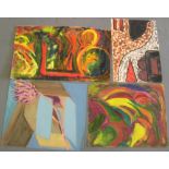 4, Eddie Bianchi (Newcastle-Upon-Tyne active 1975-1995) all abstract oils on paper, all unframed,