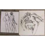2, Peter COLLINS (1923-2001 graphite, female nudes/figure studies, largest size Approx 47 x 56 cm