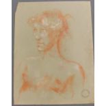 Peter COLLINS (1923-2001) Chalk drawing of a topless lady size Approx 52 x 41 cm