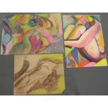 3 large Eddie Bianchi (Newcastle-Upon-Tyne active 1975-1995) "Female nudes", pastels on paper, all