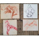 4 good quality, Peter COLLINS (1923-2001) chalks female nudes/figure studies, Approx average size is