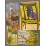 4, Eddie Bianchi (Newcastle-Upon-Tyne active 1975-1995) all abstract still-life oils on paper, all