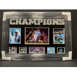 Kyle Walker - Framed Signed Photo Montage ?CHAMPIONS? you out in mount. from League win 2018 with