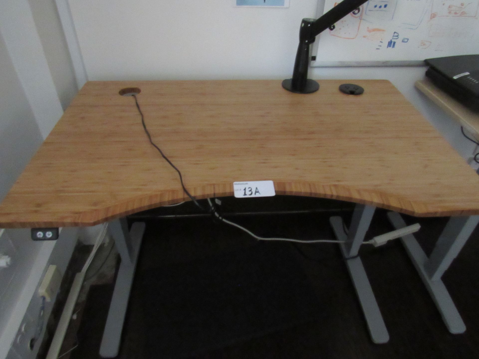 Lot of Assorted Desks & Tables, 3-Assorted 5'x30" Uplift Desks 2-Lite Wood & 1-Dark Wood,1-Four