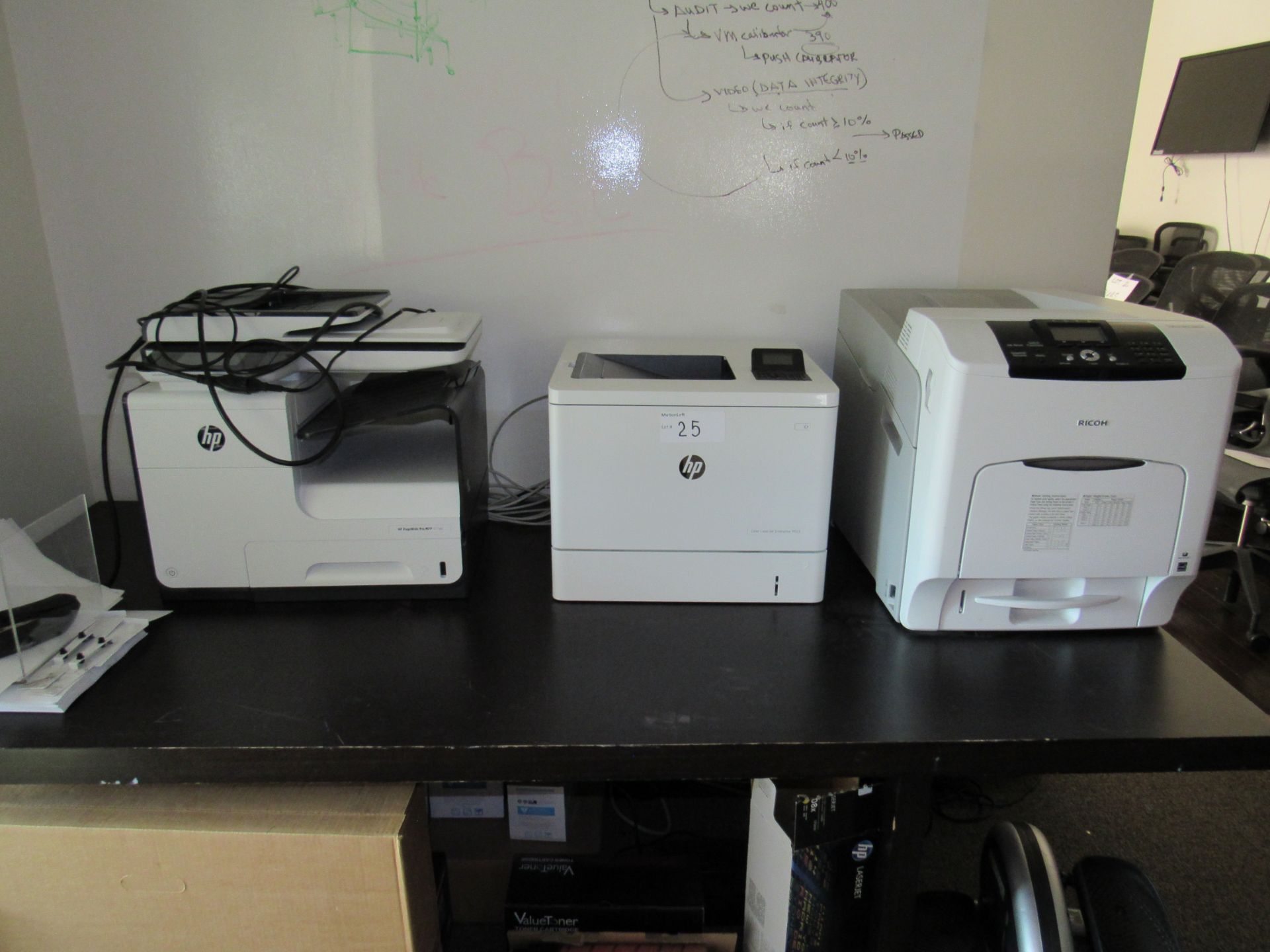 Lot of Assorted Printers, 1-HP Color Laser Jet Pro 8500 A Plus, 1-HP Office Jet Enterprise M553, 1-