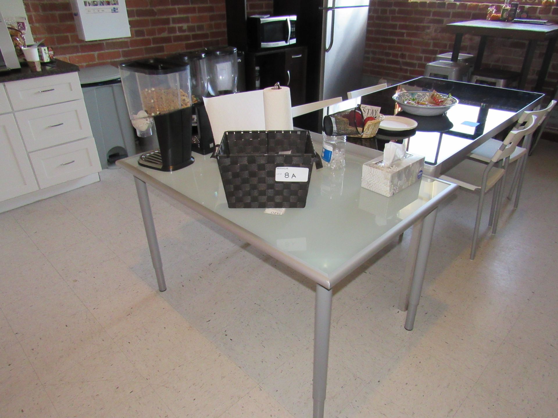 Lot of Kitchen Tables & Equipment, 1-Black Glass Table Top 5'3" 33.5", 1-Glass Top 45"x30.5", 4- - Image 3 of 3