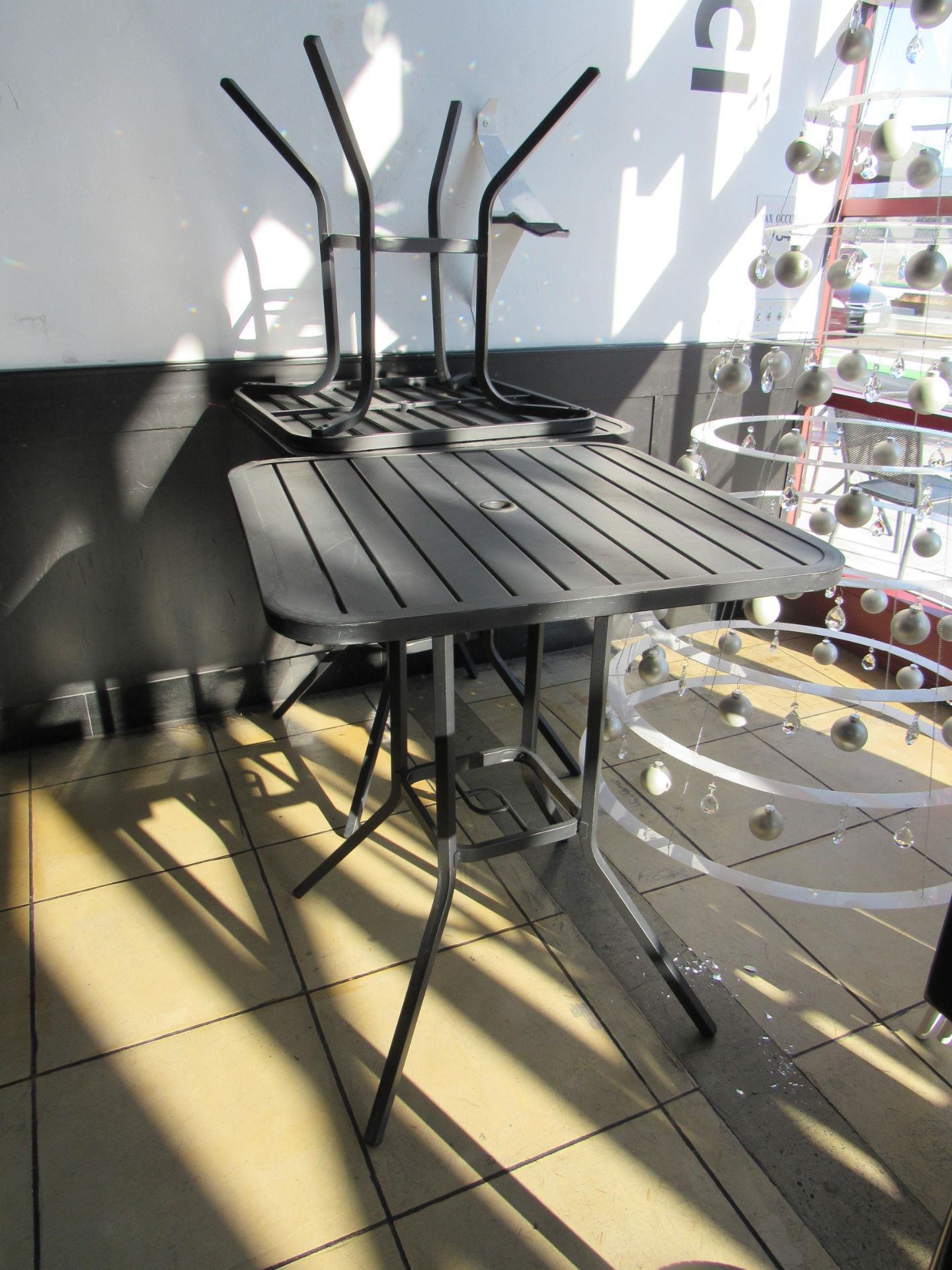 Lot of 3-Outside Metal Tables Only 30"x30" (Location (Emeryville)