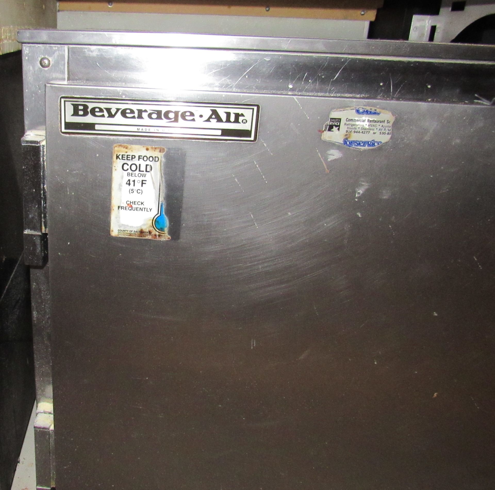 Beverage Air UCR27A 27" Single Under Counter Stainless Steel Refrigerator (Location Sacramento) - Image 2 of 2