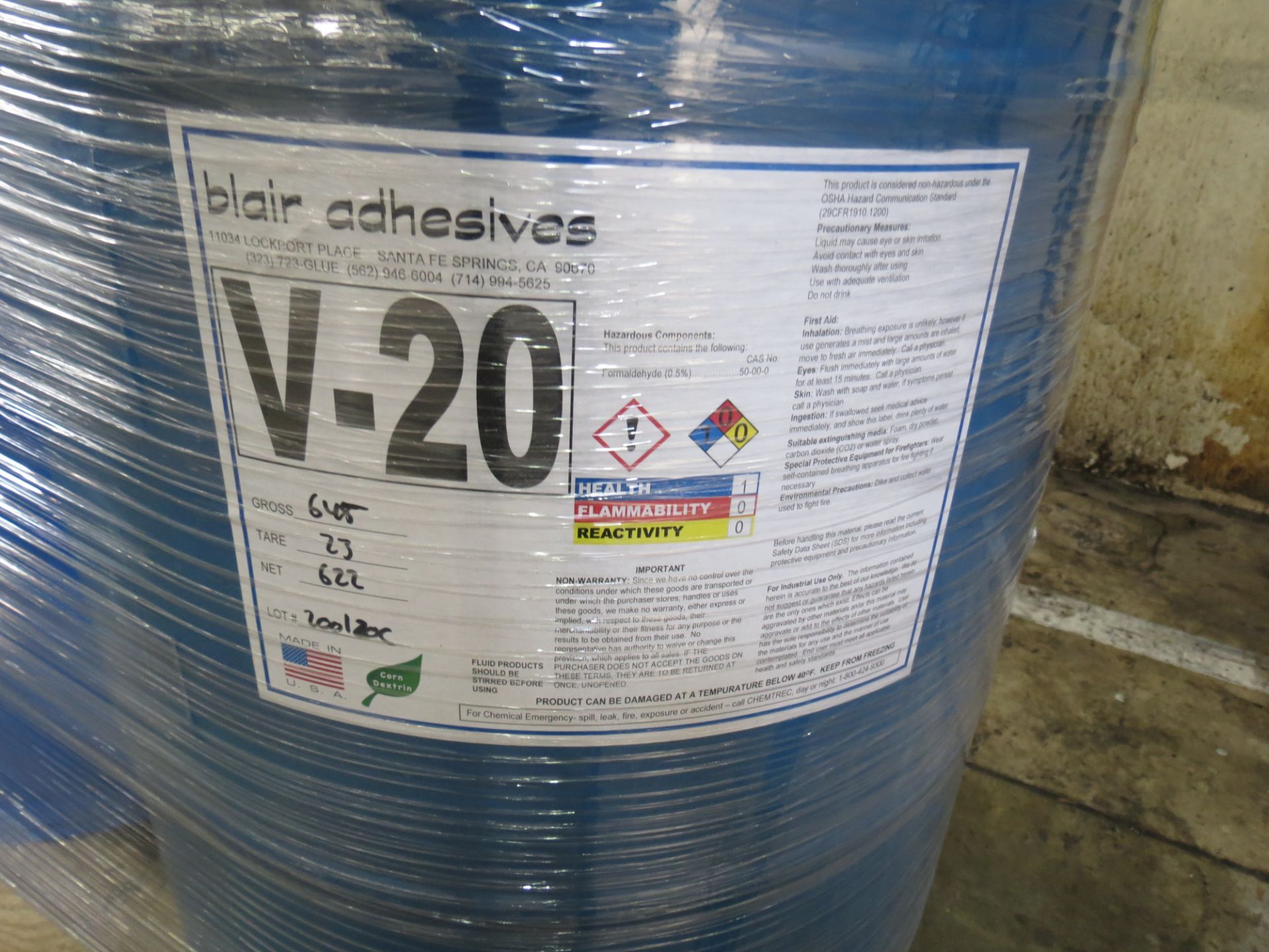 Lot 5-55 Gallon Drums of Blair V20 Adhesive for Laminating Machines - Image 2 of 2