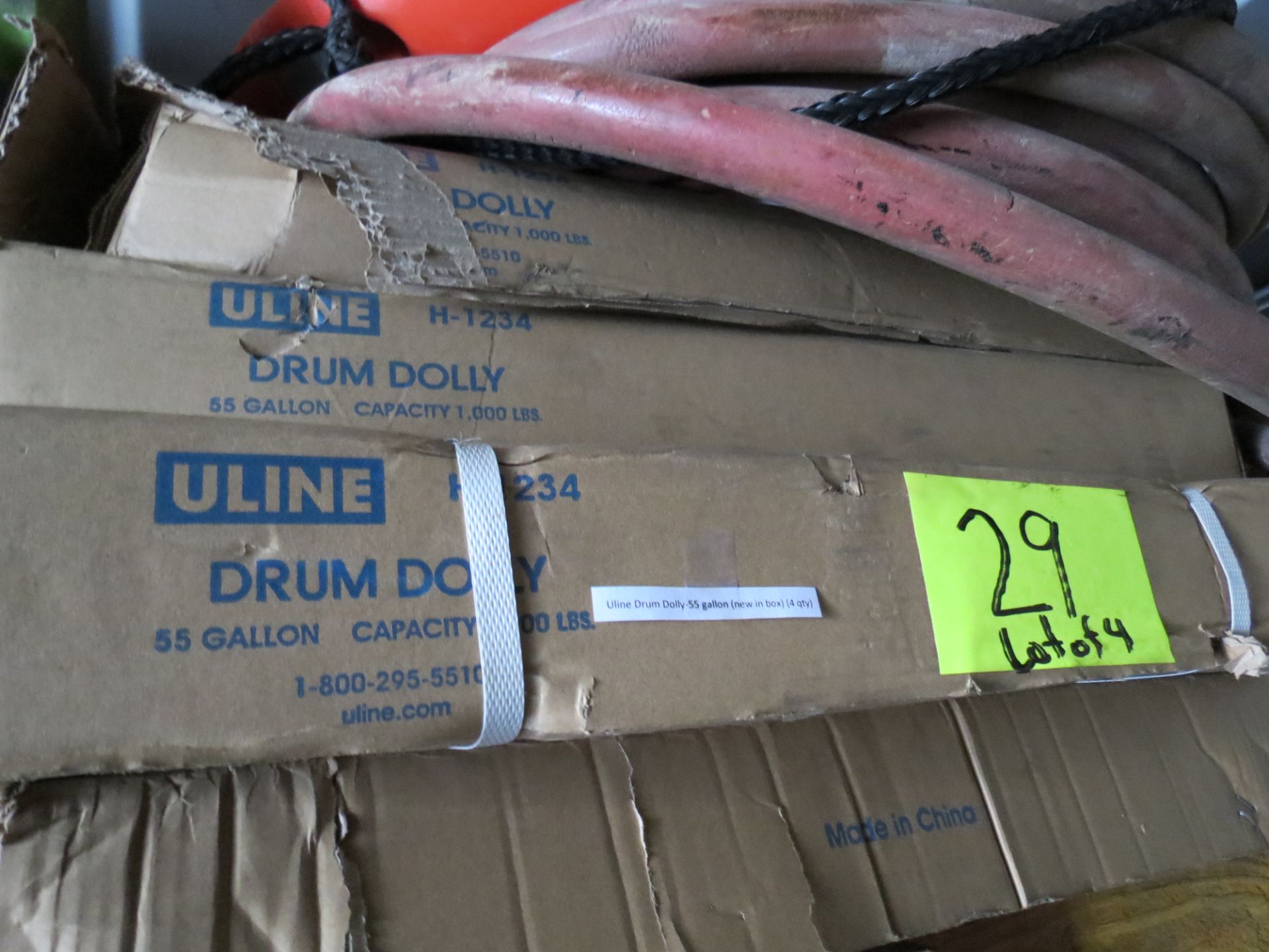 LOT OF 4 ULINE DRUM DOLLYS 55 GAL. 1K CAP. NEW IN BOX