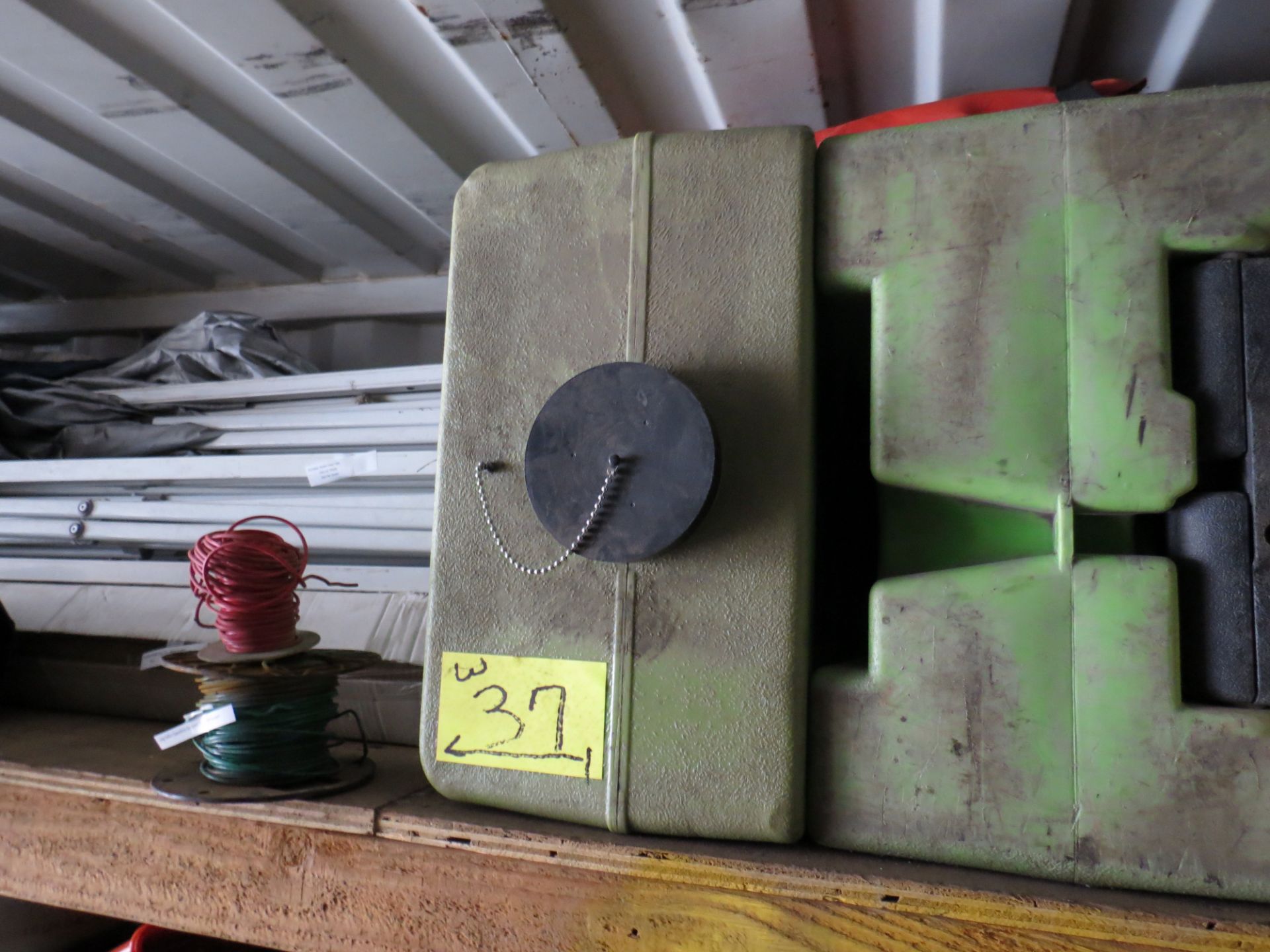 LOT MISC. ITEMS, WAL BOARD PLASTER GUN/HOPPER-AIR, ASSORTED TARPS, PORTABLE CANOPYS, 2-EYE WASH - Image 2 of 8