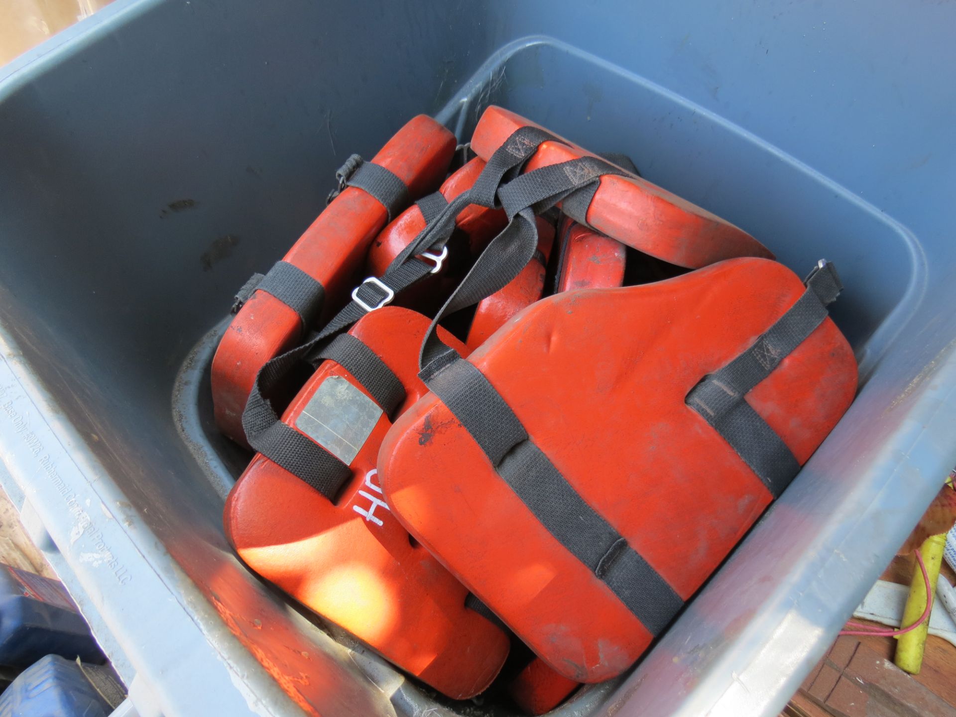 LOT FLOTATION DEVICES IN PLASTIC RUBBISH CONTAINER