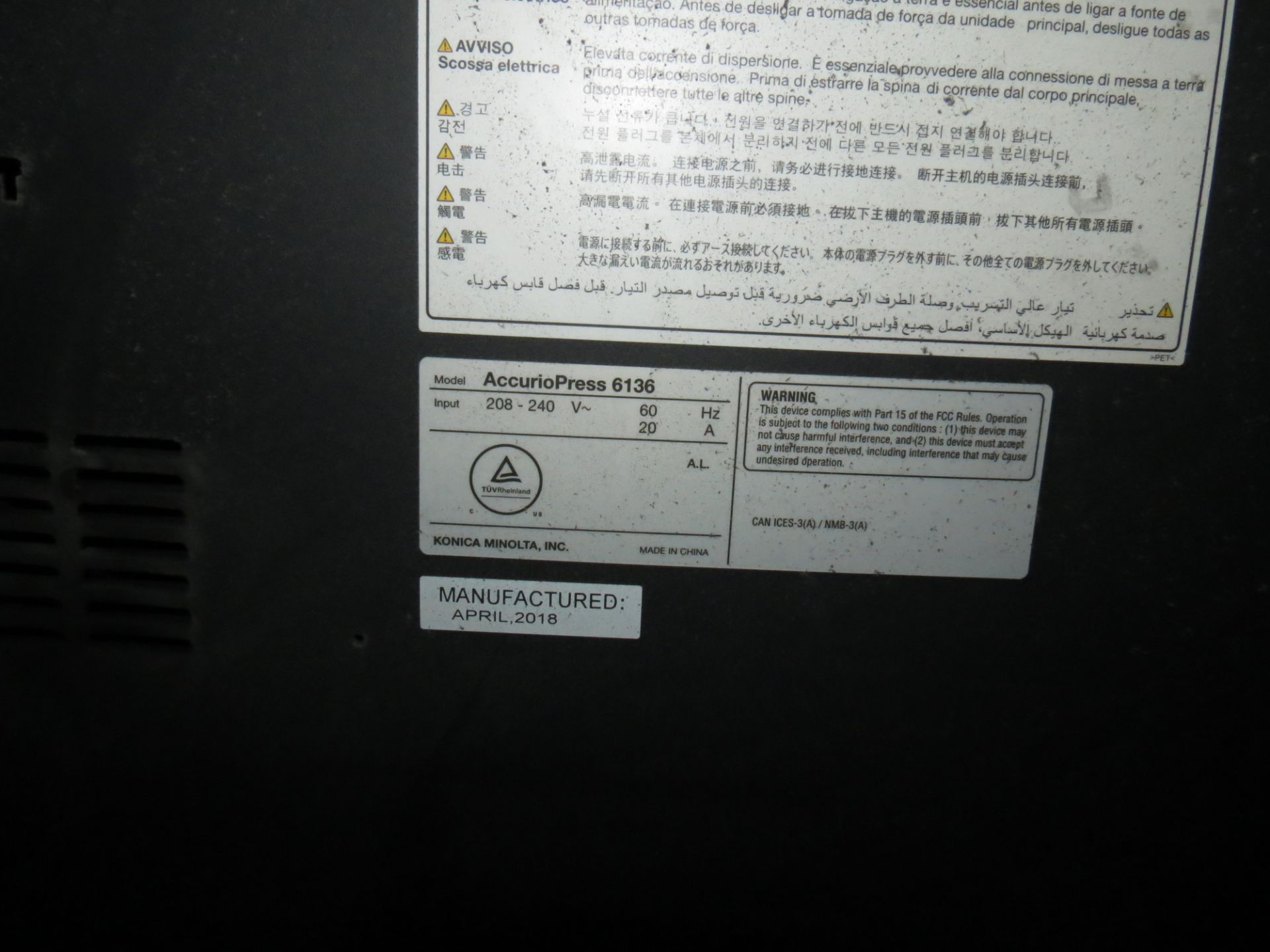 Konica Minolta Bizhub Pro 6136 Black and White Digital Press, Total Count 15,178,327 Subj. to Conf. - Image 7 of 11