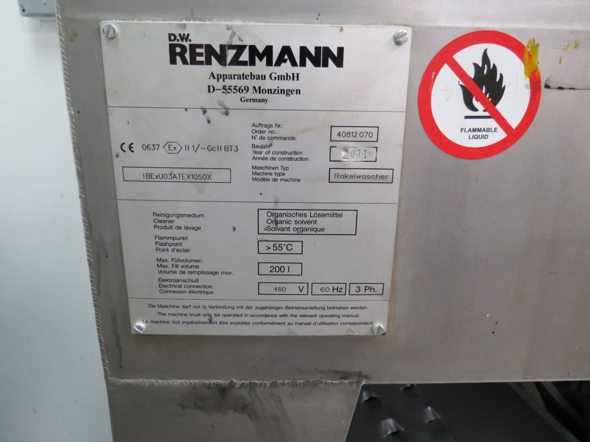 2011 DW Renzmann Rakelwascher Solvent Tank Cleaner - Image 2 of 2