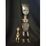 West african figures, ashanti 15¾" & yaka 6¾"