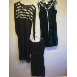 3 1960's dresses 2x black one long and blue velvet with sequins