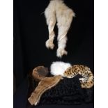Quantity of fur items inc muff hats & collars