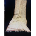 A long cream silk stole, a circular lace cloth, child's silk tabbard and a petticoat etc