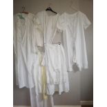 Quantity of linen & lace nightwear / underwear inc 2 white petticoats, french linen smock, 1 short