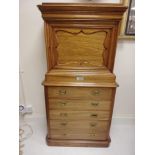 Mahogany 2 part surgeons cabinet with 5 drawers to the base & the top being a cabinet