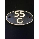 1957-67 Huddersfield 55G steam engine shed plate