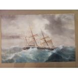 Framed watercolour of a ship (Elgeria) signed H. Espoliet (?) -52cm x 42cm (20½" x 16½")